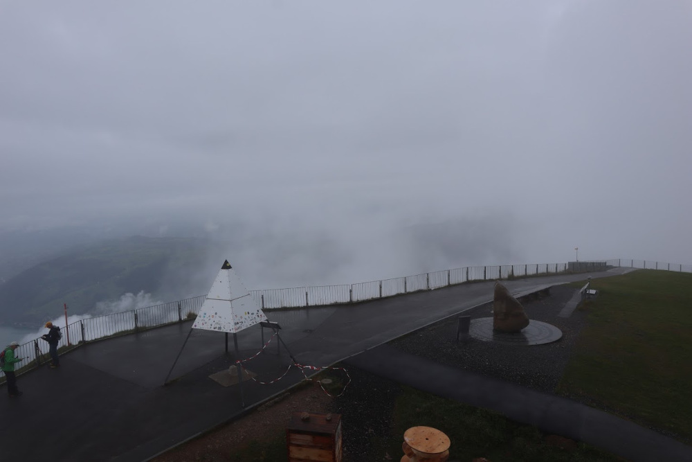 A cloudy view at Lake Lucerne from the top of the mountain.