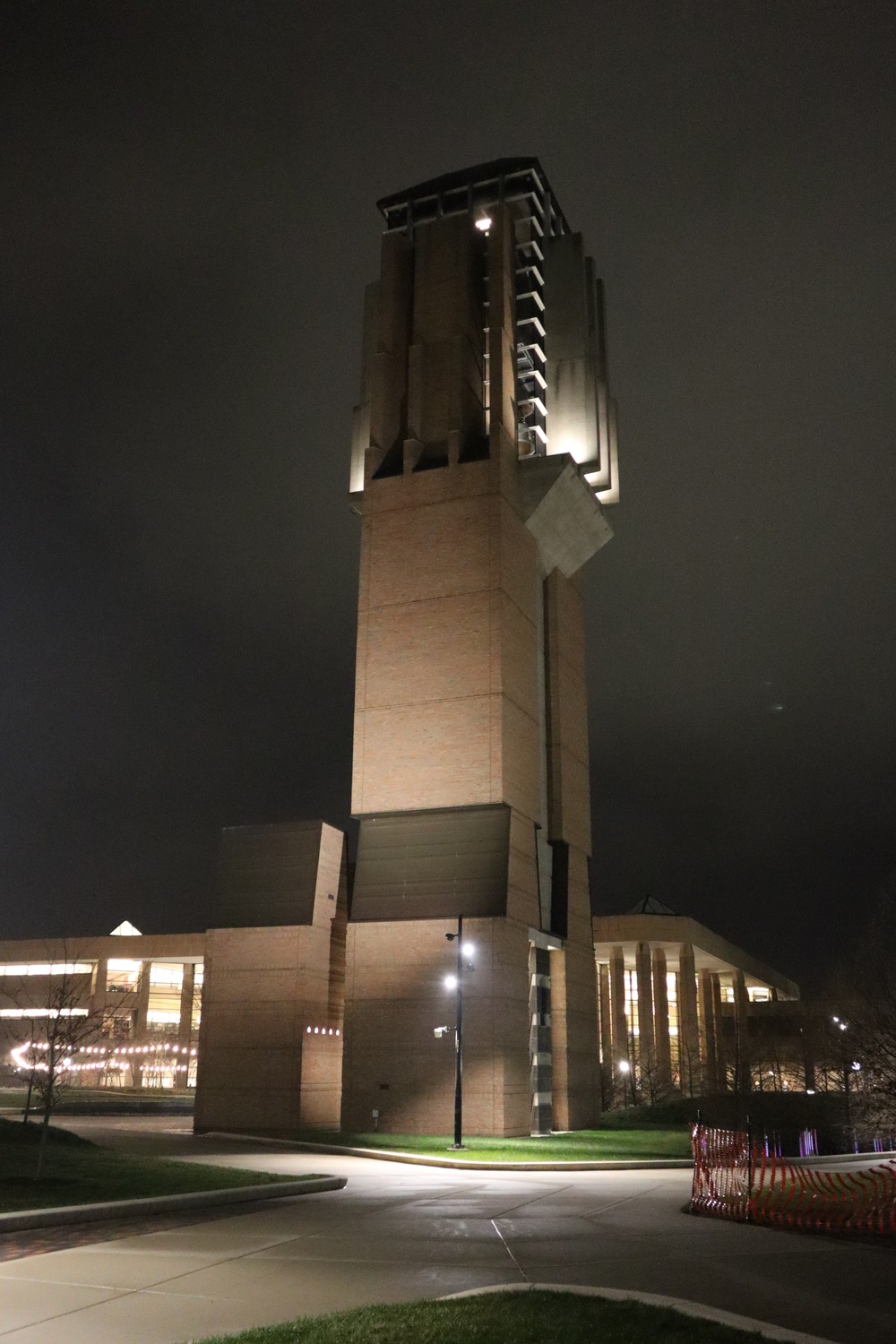 north campus tower at night